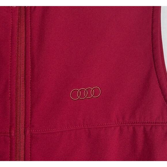 Audi Performance Soft Shell Vest Mens M Red Fleece Lined Zip Logo Wind Resistant - Picture 4 of 10